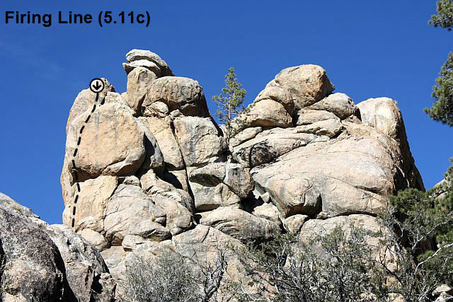 Firing Line (5.11c), Holcomb Valley Pinnacles