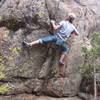 Zac below the crux throw.