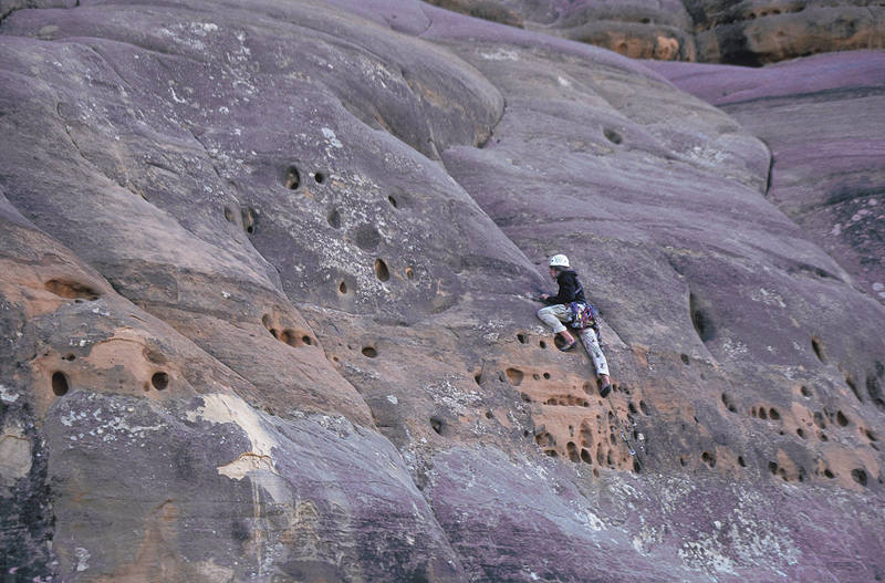 Pitch one looked much easier than we found it to be. The bad pro and gritty surface of the rock made the climbing slow and tedious... and scary.