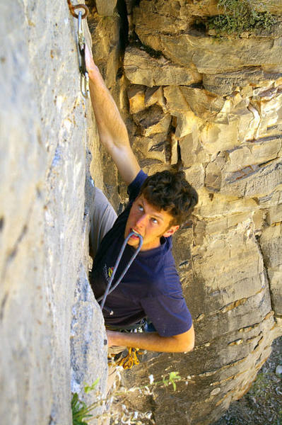 Normal Like You (12a). I don't like to take extreme close-ups of chalky, slapping hands... I am partial to the rope-in-mouth shot, though. Photo by Hillary Davis.