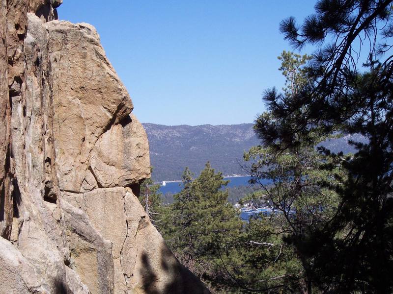 There is one route on this face w/ 2 old bolts (it starts outside of this photo and makes it way up towards the arete on the skyline). The other routes are on the other side. 