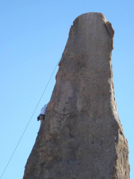 An OK view of the route. The climber in the picture is TRing the Shark's Fin Arete (5.7) (not Ol'White Pappy).