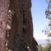 The climber at the bottom gives perspective to the height of the wall.