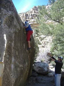 Alberto nearing the top of the Buoux Problem.