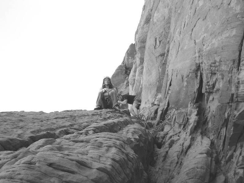 Mike sucking water out of his camelbak after a session of patiently putting up with me on hard sport routes.<br>
<br>
Photo by Mason Miller