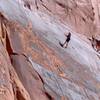 7 y.o. Zachary, decending after climbing the 5.6ish slab area in the middle of the Ice Cream Parlor.  A very kid-doable area for climbing families once a top rope has been set up.