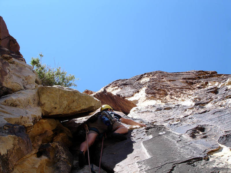 Mike leading pitch 2 of Pauligk Pillar. 