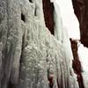 Jordan on a n-ice lead under the bridge, Ouray Colorado 2007.