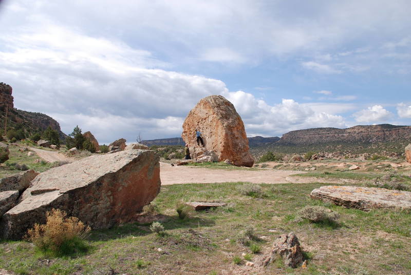 The boulder as seen from the road.  