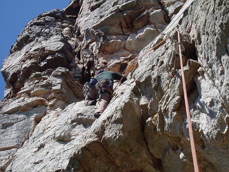 Just past the crux overhang. This felt stout for 5.8