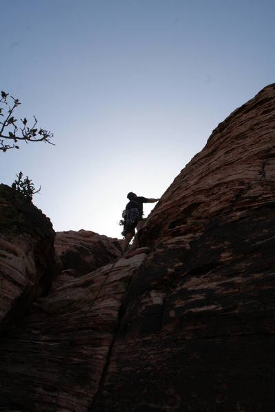 Brian starting up Hans Soloing; YES you could easily Solo this route!!