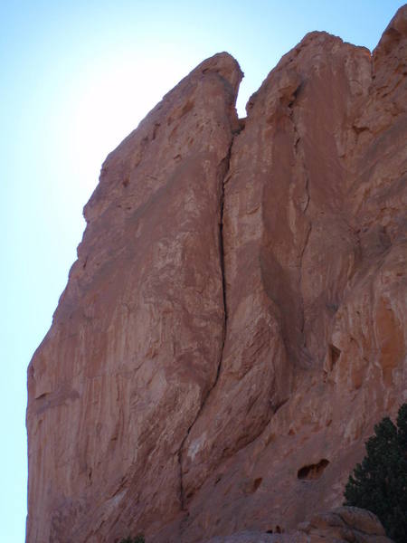 The obvious long, wide, and steep crack is Max's Mayhem. The right facing corner and wide crack to the right is Snuggles to Fall Crack.