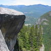 Looking north from the top of the North Gully.  Garibaldi Peak dominates the skyline.  The slabs on the right side are the "northern flanks" of the Sqaw.  They are up and left of the main climbing found on the Sqaw.  Word has it that there has been some exploration and development there lately...