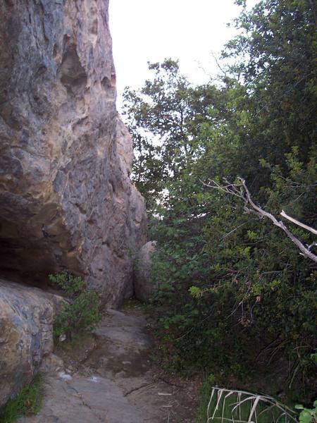 View of the climbing area for Gutterballs Nice Marmot & Jesus.