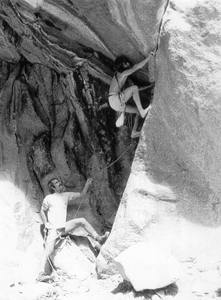 Chuck Grossman doing it right in boxer shorts and bare feet, 1981.