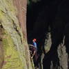 Kevin belaying for the 3rd pitch, photo by Emily Anderson again...