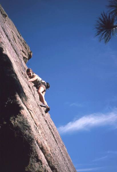 Joseffa Meir follows up the West Face of the Matron. Photo by Tony Bubb, 2003.