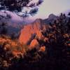 Sunrise on Satan's Slab and Stairway to Heaven as viewed from the approach, just after the Water Tower.
<br>

<br>
Photo by Tony Bubb, 2004.