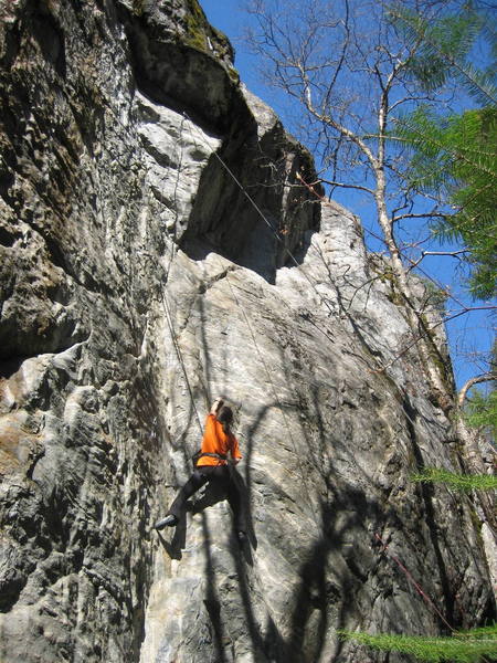 Nicky on yet another unknown route.  Maybe 5.11a/b?