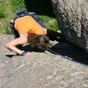 Courtney retrieving gear from the top portion of the dihedral.