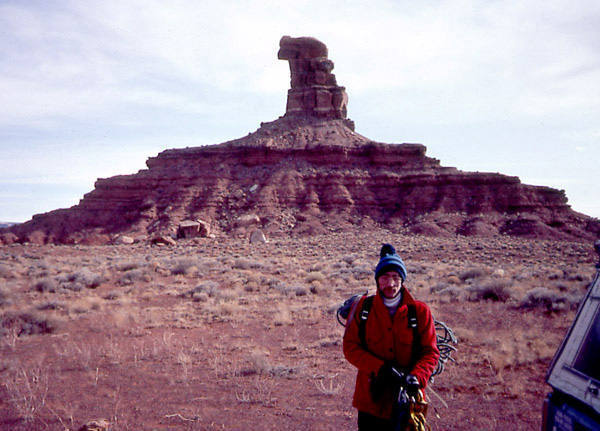 Curt (Checkmate) Kramer in front of Petard Tower.<br>
Photo by Todd Gordon