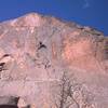 Jeremy Collins puzzles out the technical section on 'Hats Off (12b)' on Rock Of Ages, in Estes Park, CO. Photo by Tony Bubb, 2004.