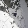 Ray Hellinger on mixed ground to the left of the cornhole couloir