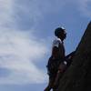 Garrett climbing on the lower Sun Tower.