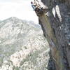 Aleix on the final moves.  Green Slabs and the Highway below.