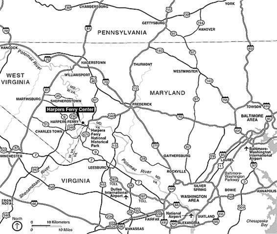 Map of roads leading to Harper's Ferry