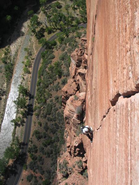 George Slovensky leading P6, David Champion belaying, Spaceshot.