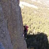 Climber on the 2nd pitch of Everlasting...