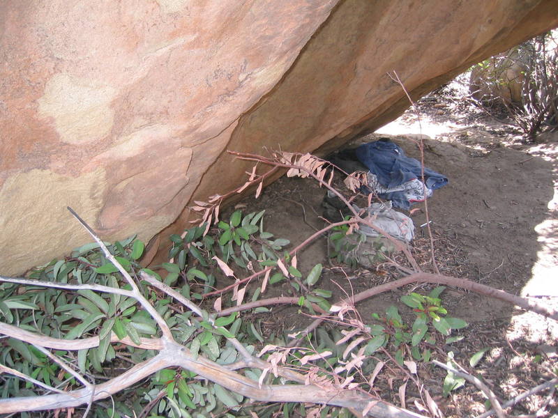 Hobo habitation on east side? or just some naked climber is running around in the area?