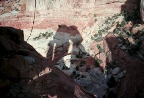 The view from the top of the second pitch, with the shadow of the Druid.