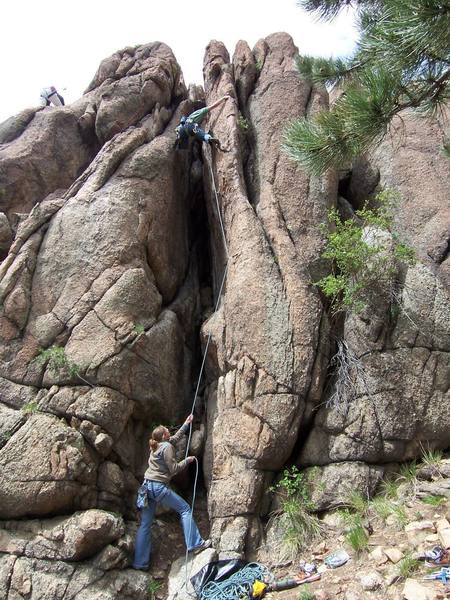 Robby Cribbs just past the crux