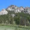 From left to right: Observatory Dome, Sunshine Buttress, The Pear, The Citadel, Lens Rock and The Bookend.  