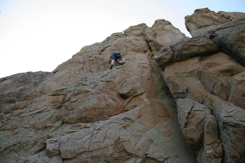 Chris in the middle of the crux of Claim Jumper