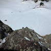 Looking down from the Pitch #1 belay.