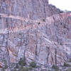 Climbers on the second pitch of SSS.