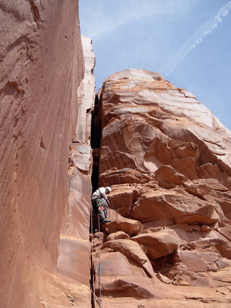 Maurice Horn entering initial chimney.