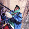 Todd Gordon comfortable at the belay.  Todd Gordon Collection.