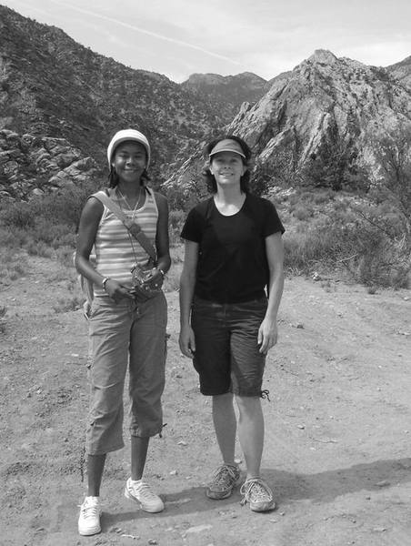 My power hiking buddies April, and Holly on Rocky Gap Road in Red Rock. Great spirits! <br>
<br>
Now if I can only talk these athletic girls into climbing! They think climbers are a little, you know....crazy.