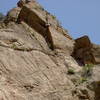 Turning the arete - second pitch crux.