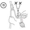Lowering a climber with the Trango Cinch.<br>
<br>
Redirect brake-end of rope through carabiner when lowering.