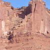 Ascended Yoga Masters is the obvious gash in the pic. Note the white hanging out in the maw, its one of us. My wife snapped this from where you park for this side of Parrot Mesa