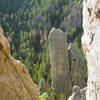 The view off internationals rappel<br>
last climber pull joining knots down to <br>
prevent a hang up when pulling ropes. <br>
best route ever