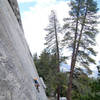 Nate Conroy well past the crux and cruising on the outstanding first pitch of "Red Mushrooms."