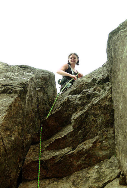 Holly at the top of Practice Session at Square Ledge.