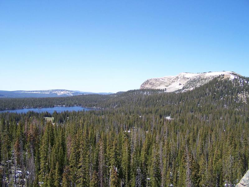 Washington Lake and Haystack Peak as seen from the summit of the Cliff Lake crag.