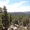 panoramic view of the valley south of Coyote Crag.  taken from a ledge to the climber's left of "Black Magic Poodle."  